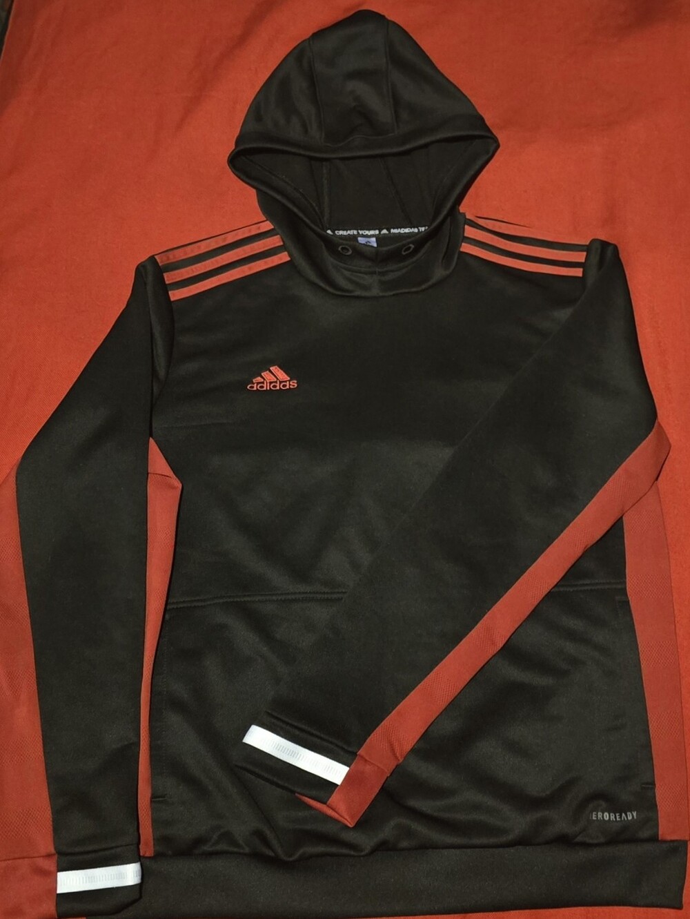 Womens ADIDAS BLACK with Red Stripes For SKY HIGH HOODIE
